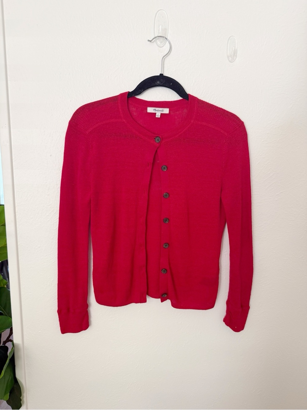 Madewell Linen Blend Crewneck Cardigan Sz L